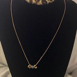 Gold Tone “AOC” Crystal Pendant Necklace